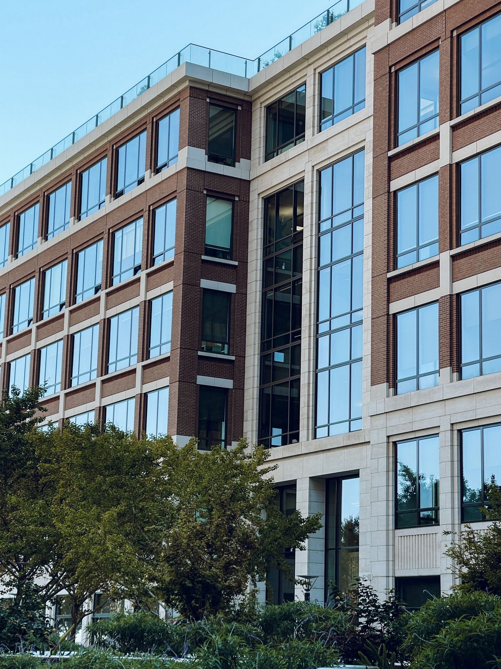 A glass-fronted office building