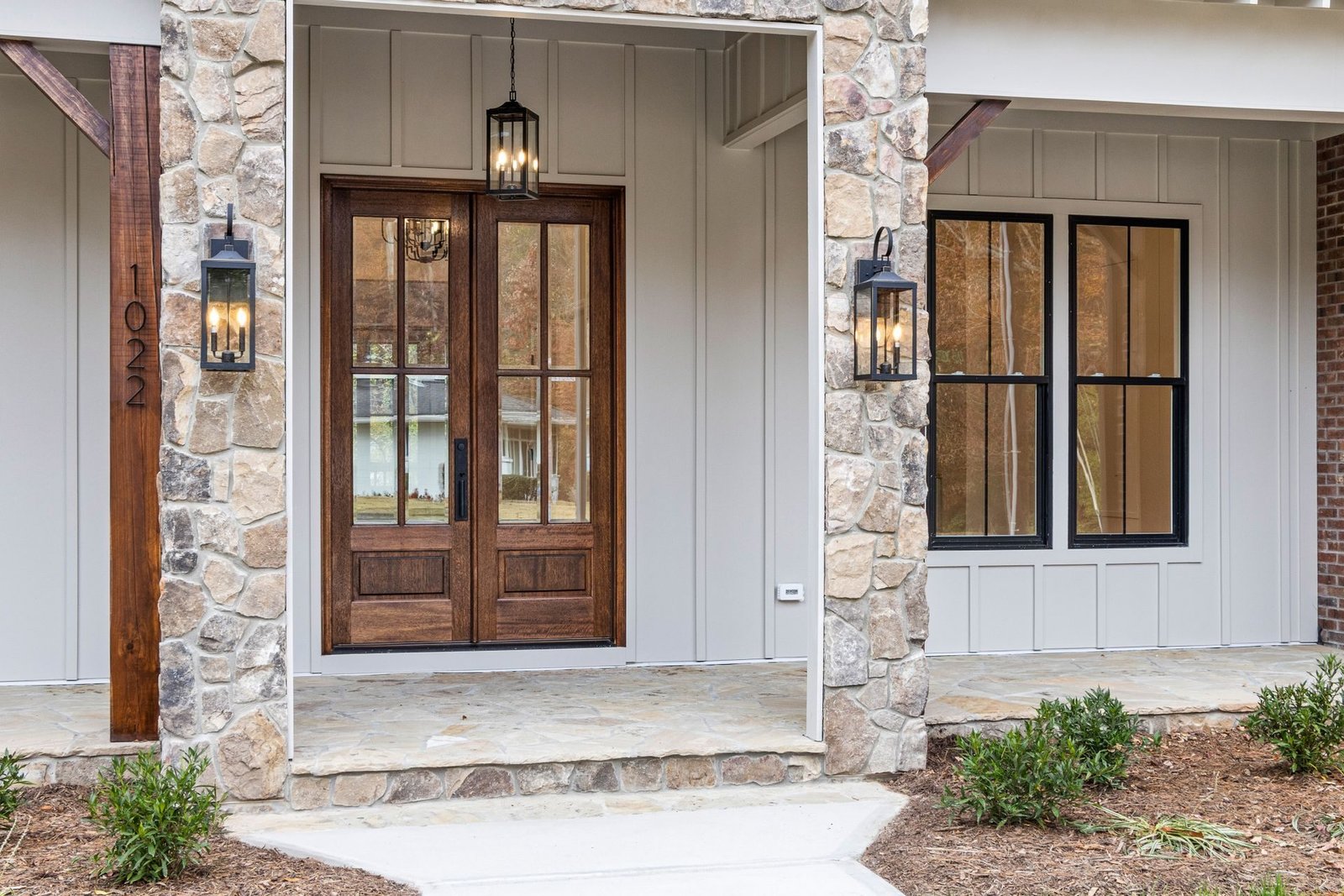 A premium wooden front door of a house