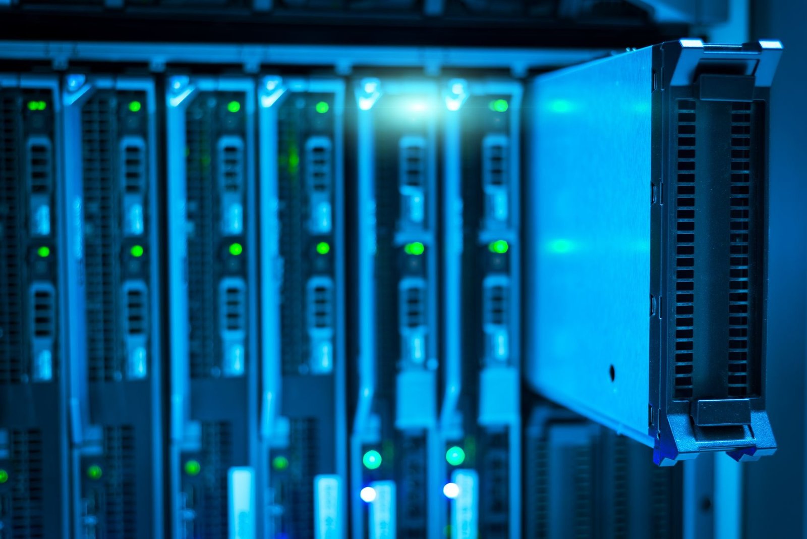 Rows of server racks in a data room
